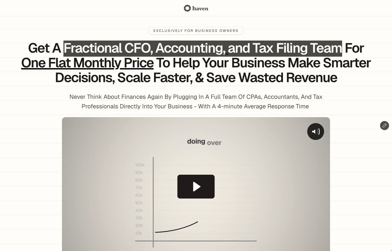 Haven landing page