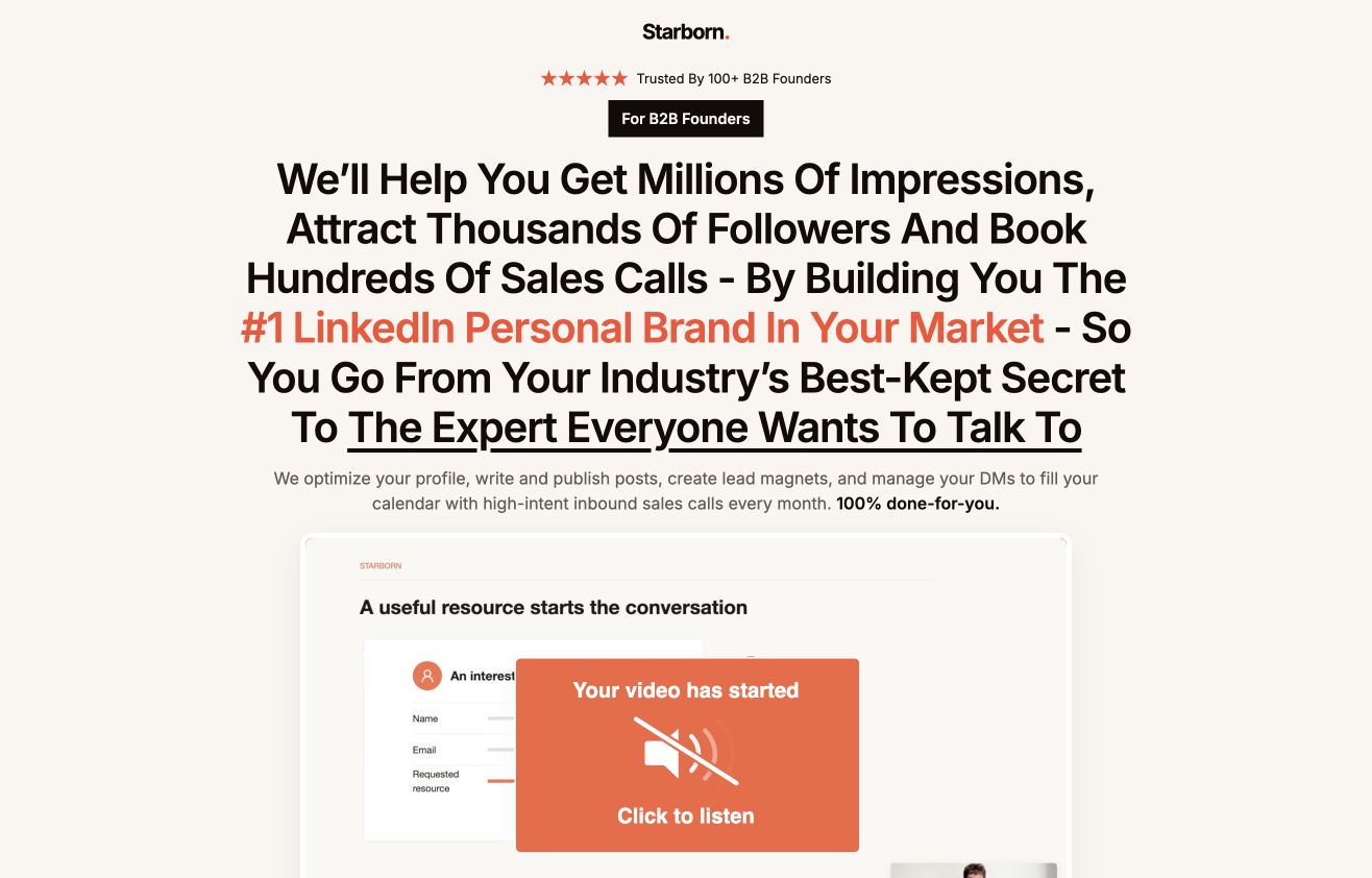 Starborn landing page